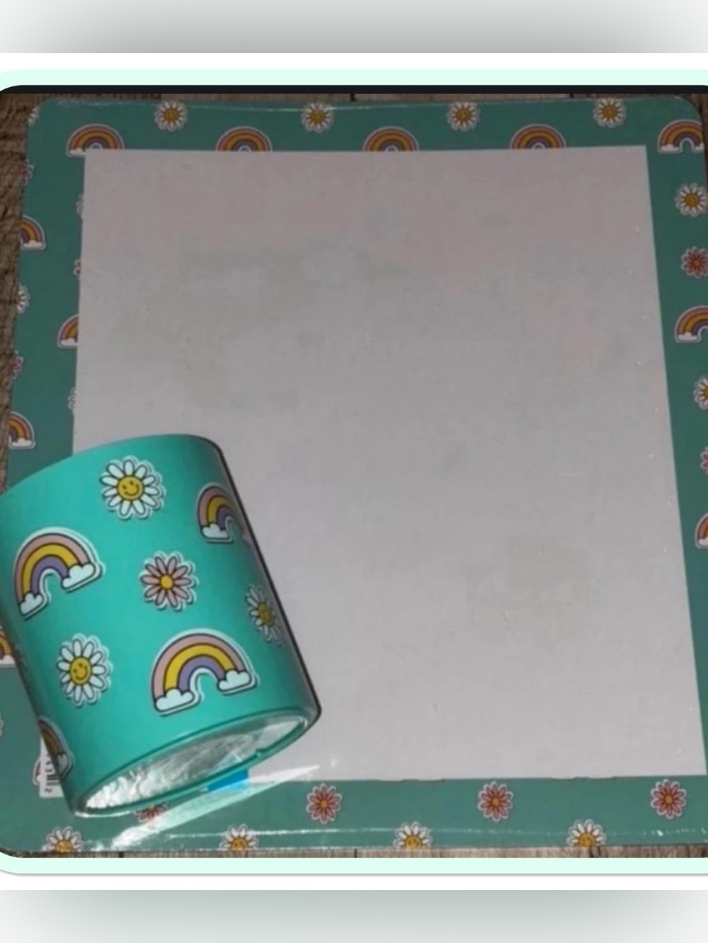 Rainbow & Smiley Face Pencil/Pen Cup & Matching Dry Erase Board
